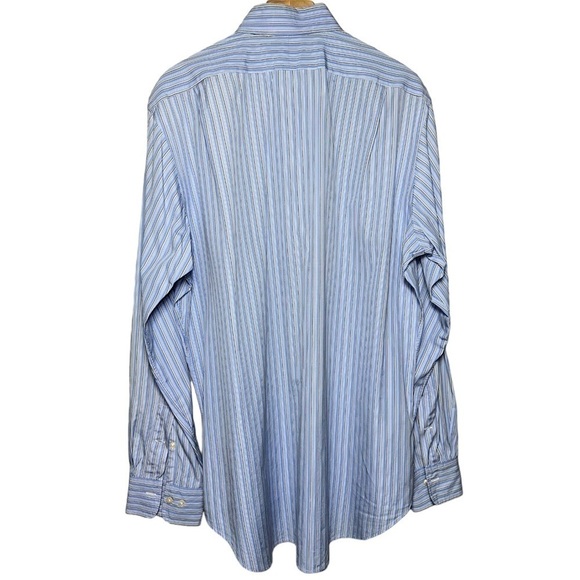 Polo Ralph Lauren 16 34 35 Blue Black Striped Regent Classic Long Sleeve Shirt - Picture 3 of 4